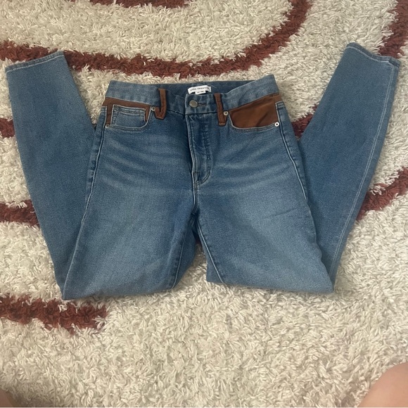 Good American Good Legs Suede Inset Skinny Jeans Western 26/2 - Picture 5 of 12